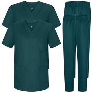 MISEMIYA Lot Sanitaires Bz-2-817-8312 2-pack, jas en broek, uniseks, gezondheidsuniformen, donkergroen, L, volwassenen, Donker Groen, L