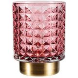 Pauleen 48132 Cute Glamour mobiele tafellamp glas tafellamp timerfunctie 6 uur batterij glazen lamp zonder kabel roze glas/metaal