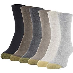 GOLDTOE Women's Ultra Soft Mid Crew Socks, 6-Pairs, Light Grey Assorted, Medium