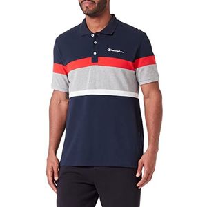 Champion Legacy poloshirt Gallery Light Cotton Piqué Color Block, (marineblauw/lichtgrijs melange), S voor heren