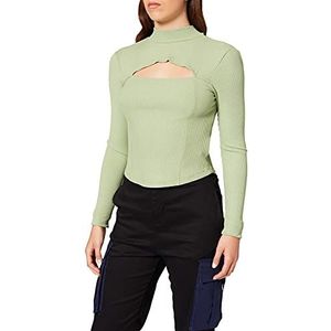 NA-KD Vrouwen uitgesneden borst detail top shirt, Groen, XXL