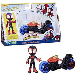 Spidey and his Amazing Friends Marvel Miles Morales: Spider-Man actiefiguur, speelgoed motorfiets, speelgoed vanaf 3 jaar
