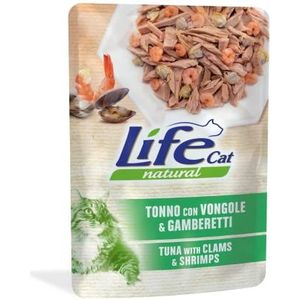 Life Cat Natural tonijn met schelpen en garnalen, zak 70 g