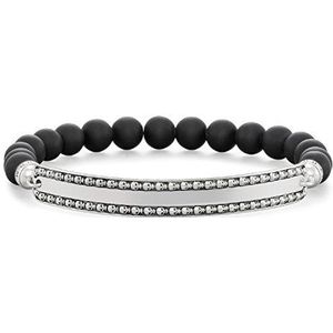 Thomas Sabo LBA0089-704-11-L18.5 Armband, uniseks, 925 sterling zilver, onyx zwart, 18,5 cm