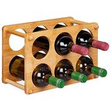 Relaxdays wijnrek voor 6 flessen - flessenhouder - flessenrek - bamboe - wijnstandaard