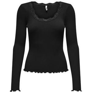 ONLXENA L/S O-Neck TOP Box JRS, zwart, M