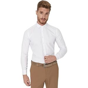 Trendyol Mannen Man Plus Size Slim Standaard Kraag Geweven Shirt, Wit, M, Kleur: wit, M grote maten