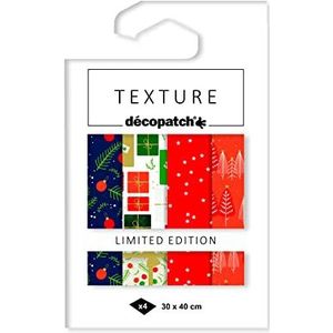 Décopatch TD876C - Kerstmis My Little Cadeau - tas met 4 vellen van bedrukt papier - folie-effect - hete goud - metallic effect - personaliseren - DIY en creatieve vrije tijd - 30 x 40 cm