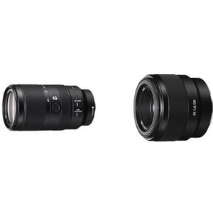 Sony SEL-70350G Tele-Zoom Lens, 70-350 mm, F4.5-6.3, OSS, APS-C, Zwart & Sony SEL-50F18F standaardlens (50 mm, F1.8, volledig frame, geschikt voor A7, A6000, A5100, A5000 en Nex-serie) zwart