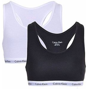 Calvin Klein Meisjes 2-pack BH Bralettes Stretch, wit (wit/zwart), 8-10 Jaren
