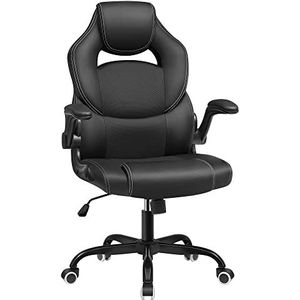 SONGMICS Gaming-stoel, bureaustoel, racingstoel, computerstoel, ergonomische stoel, met hoofdsteun en armleuningen, voor kantoor thuis, slaapkamer, zwart OBG059B01