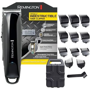 Remington Tondeuse Virtually Indestructible (Krachtige Tondeuse, Snoer/ Snoerloos, 120 Minuten, 4 uur Oplaadtijd, 11 Opzetkammen (1.5 - 25 mm), Waterdicht, Incl. Opbergkoffer) HC5880
