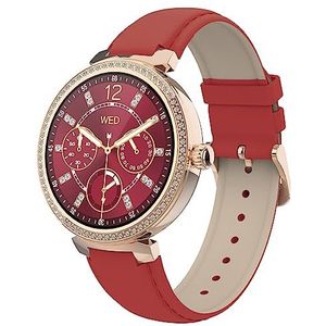 SMARTY2.0 Smartwatch SW062 - Kleur blauw/paars - Bluetooth-oproep, slaapmonitor, cardio real-time frequentie, waterdicht IP67 - PU-band - afmetingen 39,8 x 10,5 mm, rood/rood, Standard, Modern