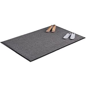 Relaxdays schoonloopmat, extra dun, 120 x 180 cm, deurmat binnen, grote droogloopmat, voetmat, zwart-grijs