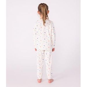 Petit Bateau Pyjama voor kinderen van fluweel met hartjesprint, Marshmallow/Multico, 24 Maanden