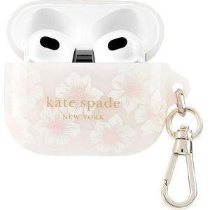 Kate Spade New York AirPods beschermhoes met sleutelhanger ring - stokroos crème, compatibel met AirPods 3e generatie