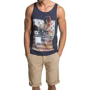 edc by ESPRIT Tanktop voor heren met fotoprint, blauw (Dark Washed Blue 447), XXL