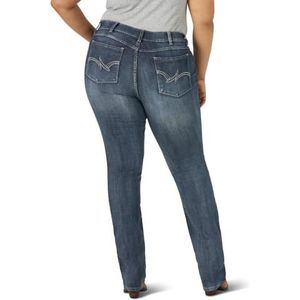 Wrangler Women's Size Plus Mid Rise Straight Jean, Medium Blue, 18WX32
