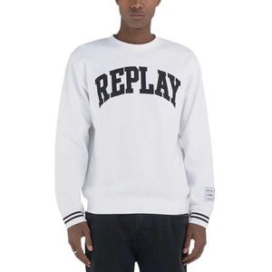 Replay Sweatshirt voor heren, regular fit, 001, wit, L