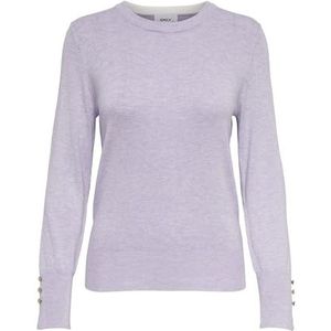 ONLY Dames ONLJULIE Life LS Detail O-hals CC KNT trui, Pastel Lilac/Detail:Melange, L