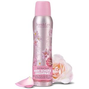 Jean & Len deodorantspray Soft Rose Touch, biedt betrouwbare deodorantbescherming tot 48 uur, bloemengeur, antibacterieel, zonder aluminium (ACH), veganistisch, 150 ml
