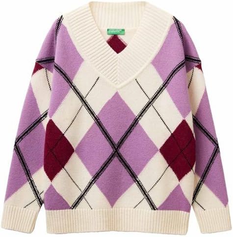 UNITED COLORS OF BENETTON Trui  orchidee / bessen / zwart / wolwit