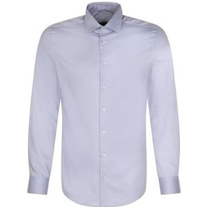 Seidensticker - Businessoverhemd - Blauw - Shaped 1/1 Extra Lange Kentkraag - Effen