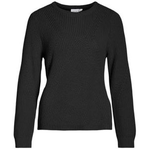 Viching ronde hals gestructureerde gebreide top, zwart beauty, XXL