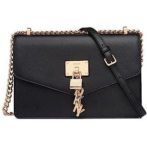 DKNY Dames Elissa Lg Shoulder Bag schoudertas, eenheidsmaat, zwart/goud., One Size