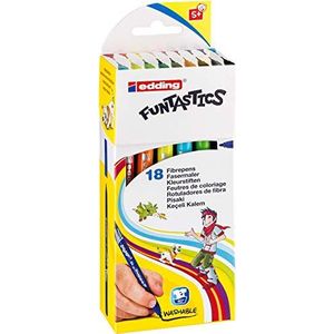 edding 15 FUNTASTICS - kleurstiften voor kinderen - set van 18 - heldere kleuren - dunne punt 1 mm - voor kleurplezier op lichtgekleurd papier en karton - afwasbaar van huid en textiel