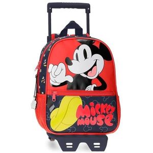 Disney Mickey Mouse Fashion voorschoolrugzak met wagen, meerkleurig, 23 x 28 x 10 cm, microvezel, 6,44 l, 50 hojas, Voorschoolrugzak met trolley