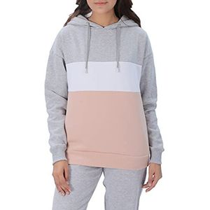 M17 Womens Ladies Stripe Colour Block Hoodie Soft Cosy Casual Hooded Sweatshirt Top Long Sleeve Jas Jumper (XL, Grey) Dames, grijs., S