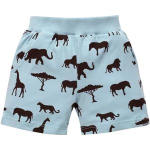 Pinokio kurtze broek Safari, 95% katoen 5% elastaan blauw, Afrikampatroon jongens, maat 62-122 (80), Blue Africa Safari, 80 cm
