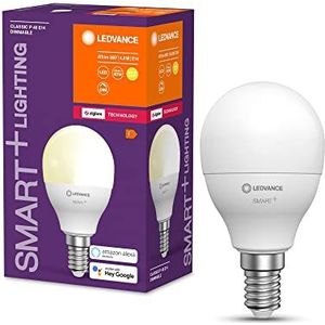 LEDVANCE Slimme LED lamp met ZigBee technologie, E14-basis matte optiek,Warm wit (2700K), 470 Lumen, substituut voor 40W-verlichtingsmiddel slim dimbaar, 4-Pak