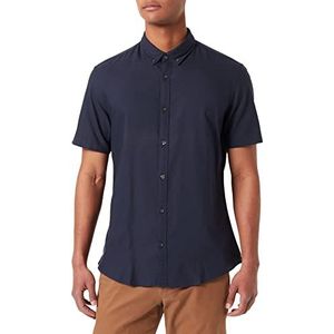 Amazon-merk - vind. Oxford shirt met korte mouwen, blauw (marine), M, Label:M