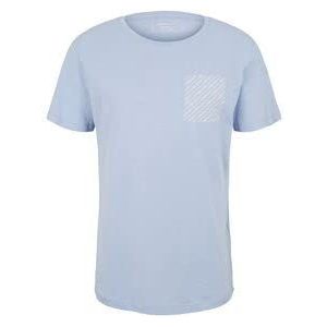 TOM TAILOR Denim Uomini T-shirt met backprint 1033025, 11486 - Brunnera Blue, M
