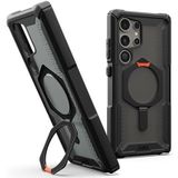 URBAN ARMOR GEAR Plasma XTE Case Samsung Galaxy S24 Ultra Kickstand Hoesje [""Designed for Samsung"" gecertificeerd, Draadloos opladen compatibel, Case kan worden geopend] zwart/oranje