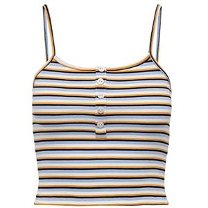 Only Onlnessa S/L Short Button Stripe Top Jrs Dames, Cloud Dancer/Strip: Blue Multi, XL