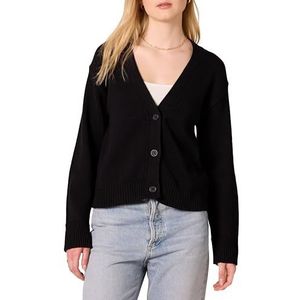 Amazon Essentials Dames Relaxed Fit V-hals Cropped Cardigan, Zwart, Large