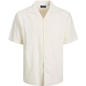 JACK & JONES Jorbelize Linen Resort Shirt Ss Shirt met korte mouwen voor heren, cloud dancer, XL