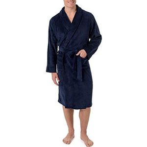 Izod Comfort Soft Fleece Robe-Drop Needle badjas voor heren, navy, One size