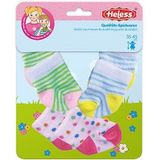 Heless 8791 - Grappige dieren design poppenkleertjes, set van 3 sokken met kleurrijke patronen in 3 designs, voor poppen en knuffels maat 28-35 cm