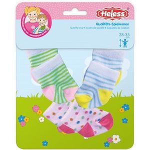 Heless 8791 - Grappige dieren design poppenkleertjes, set van 3 sokken met kleurrijke patronen in 3 designs, voor poppen en knuffels maat 28-35 cm