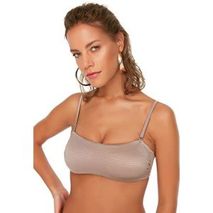 Trendyol Dames gestructureerde strapless bikini top, Mink, 42