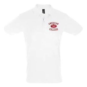 AMERICAN COLLEGE USA Polo's met korte mouwen voor dames en heren, Wit, S