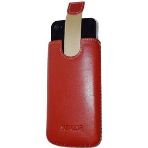 Originele Suncase echt lederen tas (lipje met terugtrekfunctie) voor HTC Legend in rood