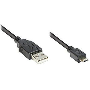 Aansluitkabel USB 2.0 male A naar Micro B, zwart, 3 m, Good Connections®