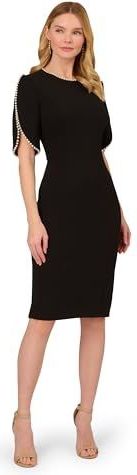 Knielange cocktailjurk met sierkralen