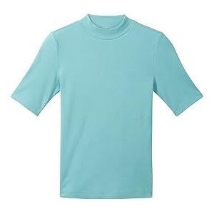 TOM TAILOR Dames T-shirt met rolkraag en geribbelde structuur, 10426-summer teal, XS