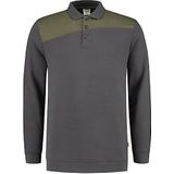 Tricorp 302004 casual polokraag bicolor kruisnaad sweatshirt, 70% gekamd katoen/30% polyester, 280 g/m², donkergrijs leger, maat 5XL